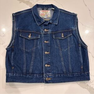 Vintage 90s Campus Rugged Country Denim Trucker Vest Sleeveless Jacket L Biker